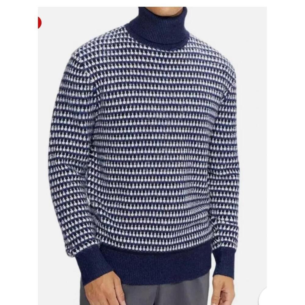NEW TED BAKER RIBER SWEATER ROLL NECK WOOL JUMPER TURTLE BLUE